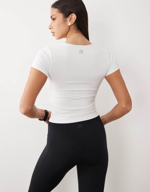 4505 active scoop neck short sleeve top in white, 4 of 4
