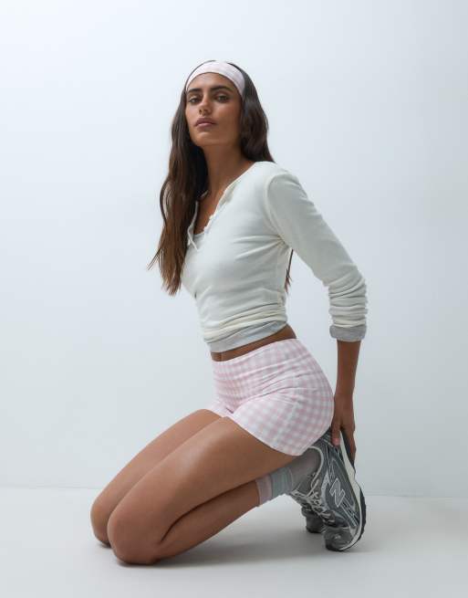 4505 active short court taille haute 3" imprimé vichy, 3 de 5