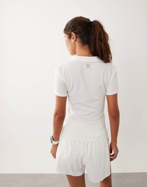 4505 active short sleeve tennis polo top in white, 4 of 4
