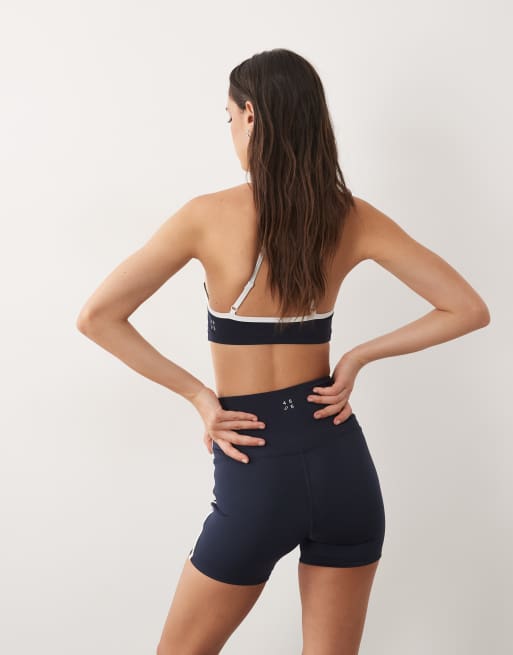 4505 active side stripe high waist 5"" legging short in deep navy, 5 of 5