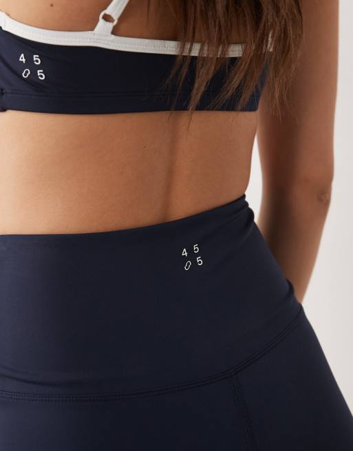 4505 active side stripe high waist 5" legging shorts in deep navy, 4 of 5