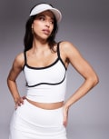 [ASOS] 4505 active singlet with inner bra and contrast piping in white 14 White