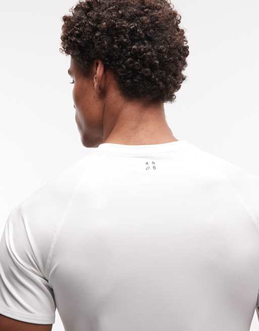 4505 active slim fit tennis t-shirt with side seam detail in white, 5 of 5