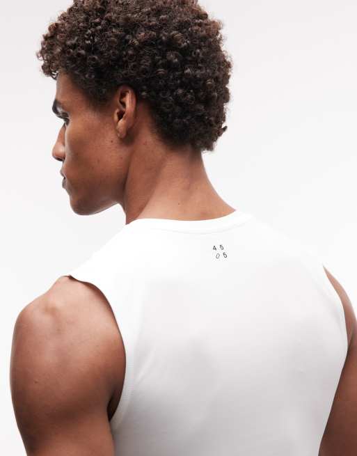 4505 active slim-fit training tank met detail in de zijnaden in wit, 2 van 5