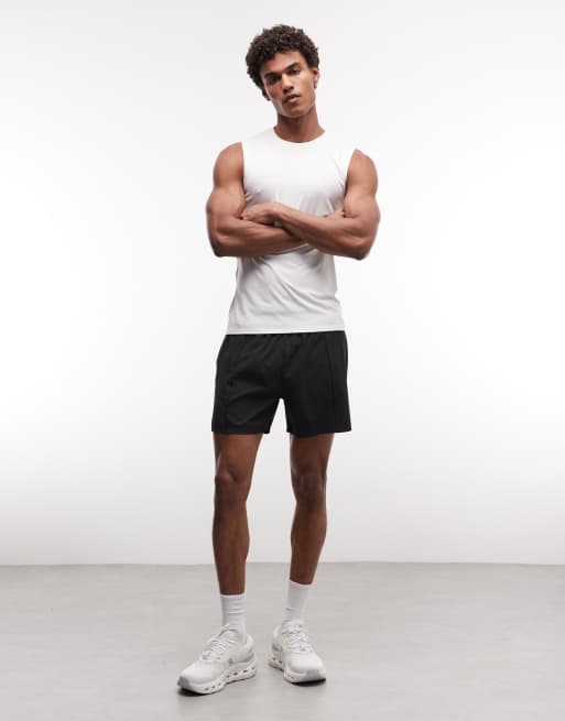 4505 active slim-fit training tank met detail in de zijnaden in wit, 5 van 5