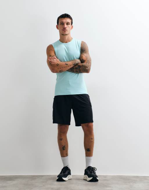 4505 active slim fit training tank with side seam detail in mint, 3 of 5