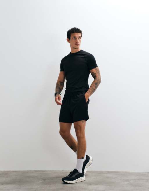 4505 - Active - Sneldrogend muscle fit basislaag T-shirt met compressie in zwart, 3 van 5