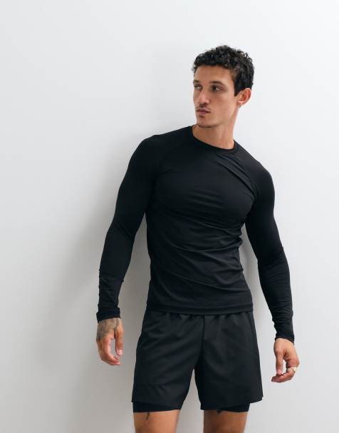 4505 - Active - Sneldrogende muscle fit compressie-basislaagtop met lange mouwen in zwart - view 1