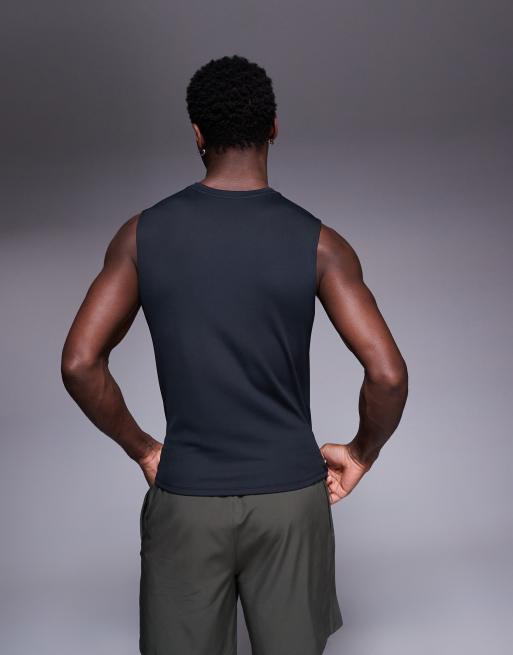 4505 - Active - Sort ribstrikket træningstanktop i slim fit i 90'er-stil, 3 af 4