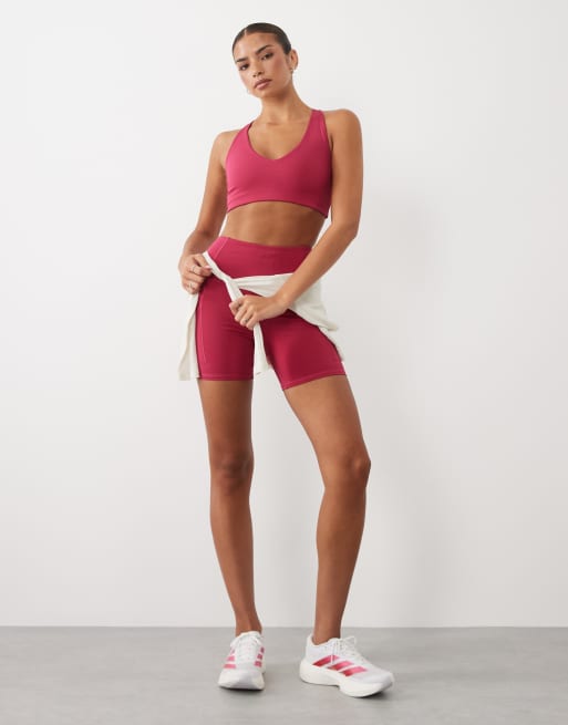 4505 active sportbehå med v-ringning, brottarrygg och medelhögt stöd i pomegranate, 3 av 4