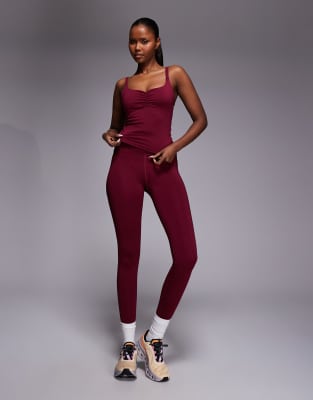 4505 - Active - Sportleggings in Kirschrot mit hohem Bund und herzförmigem formendem Design