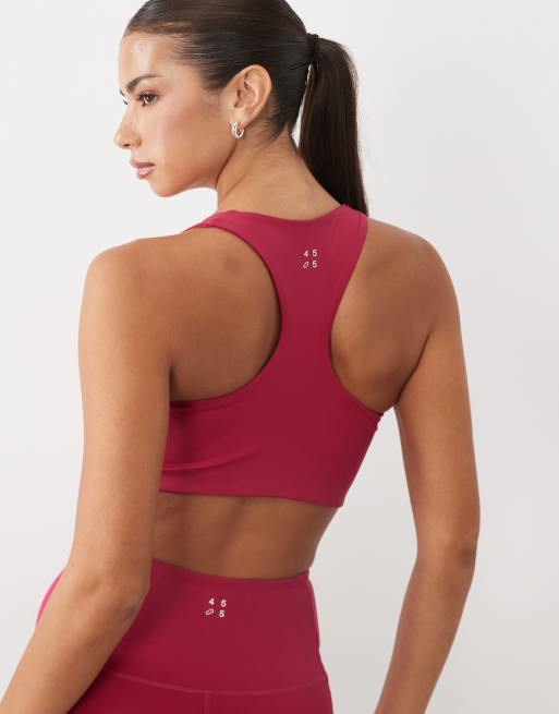 4505 active sports-BH med v-hals, racerryg og medium støtte i pomegranate, 2 af 4