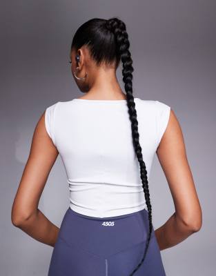 Shop 4505 Active Square Neck Cap Sleeve Top In White