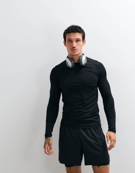 4505 – Active – Svart, snabbtorkande underställstopp i muscle fit med kompression och långa ärmar, 4 av 5