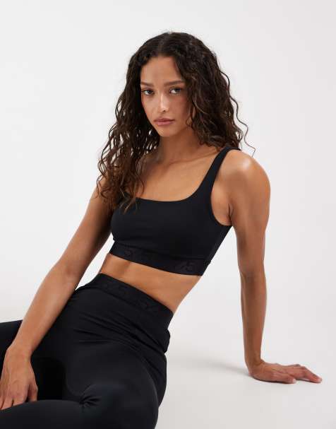 4505 Active – Svart sportbehå i jacquard med medium stöd och logga - view 1