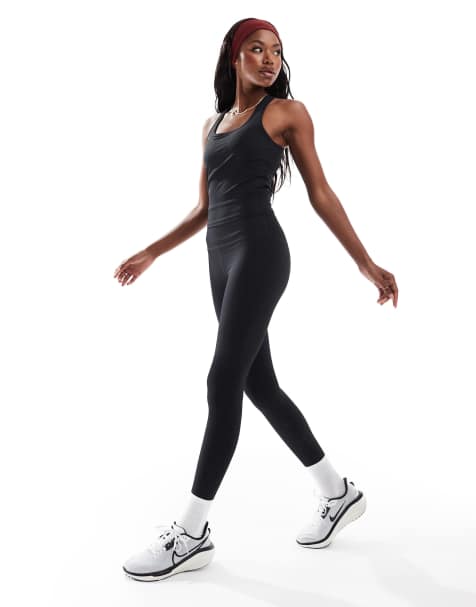 4505 – Active – Svarta, ribbade gymleggings med hög midja - view 1