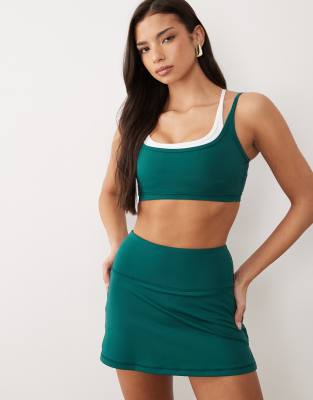 4505 active tennis double layer light support sports bra in court green and white