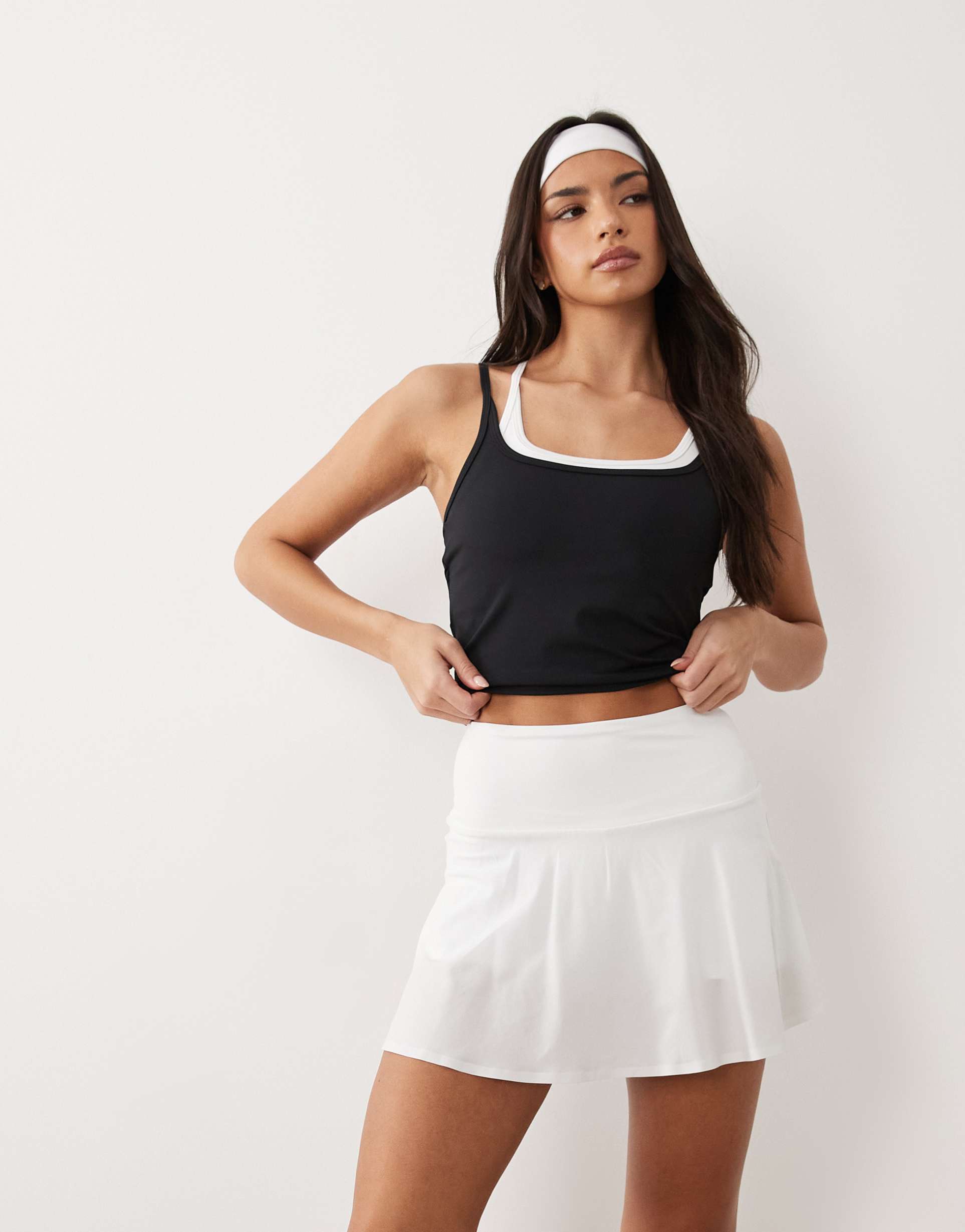 4505 active tennis flippy skirt with inner shorts in white