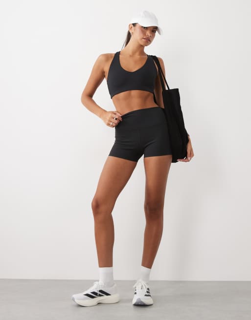 4505 active V-neck racer back medium support sports bra in black, 2 of 4