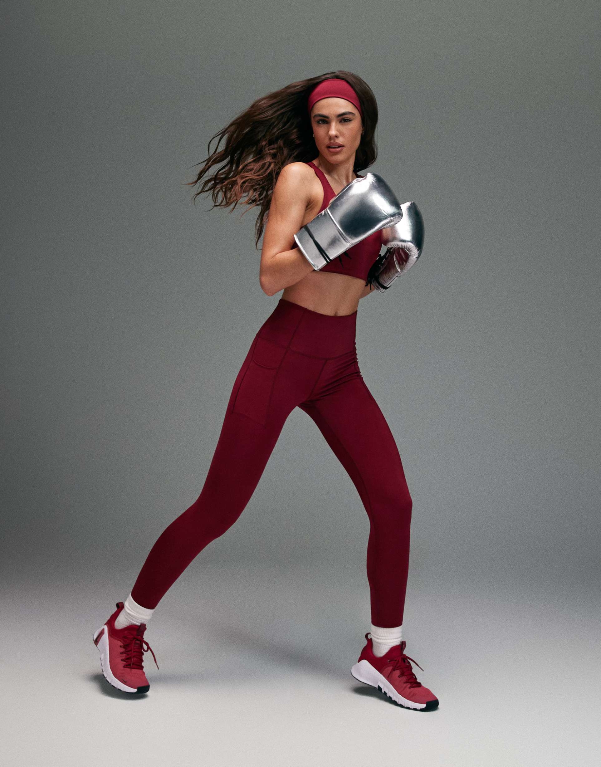 4505 active waist snatching high rise gym leggings in cherry red
