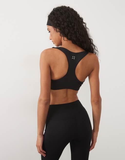 4505 aktiv sports-BH med dyb rund hals, racerryg og medium støtte i sort, 2 af 4