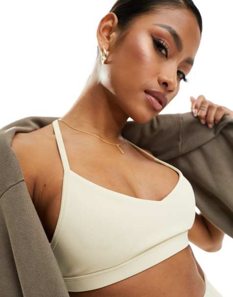 4505 baby rib scoop front strappy light support sports bra in buttermilk - view 1