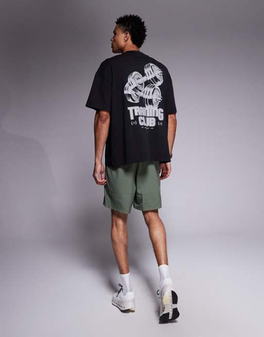 4505 back print oversized heavyweight cotton t-shirt with quick dry finish in washed black