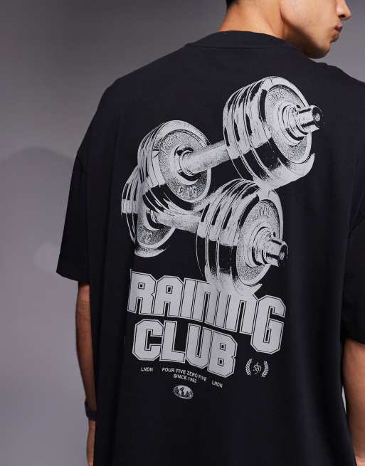 4505 back print oversized heavyweight cotton t-shirt with quick dry finish in washed black, 5 of 5