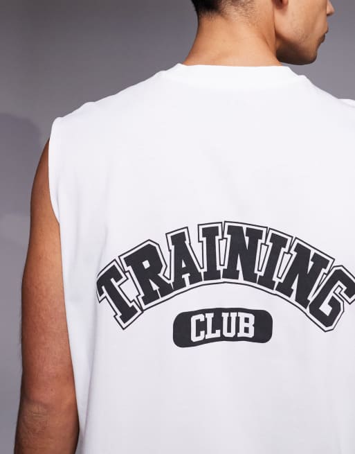 4505 back print oversized heavyweight cotton training tank top with quick dry finish in white, 5 of 5