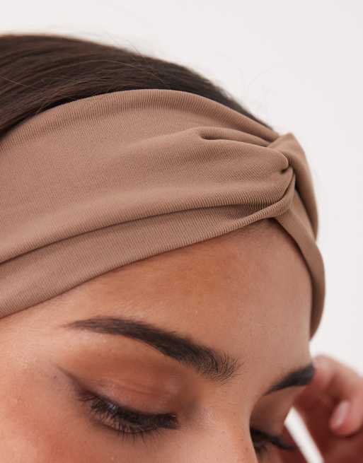 4505 - Bandeau de sport torsadé devant en tissu duveteux - Fauve, 2 de 3