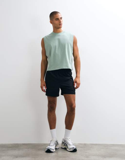 4505 Baumwoll-Cropped-Lifting-Top mit Quick-Dry-Finish in Salbeiwaschung, 2 von 5