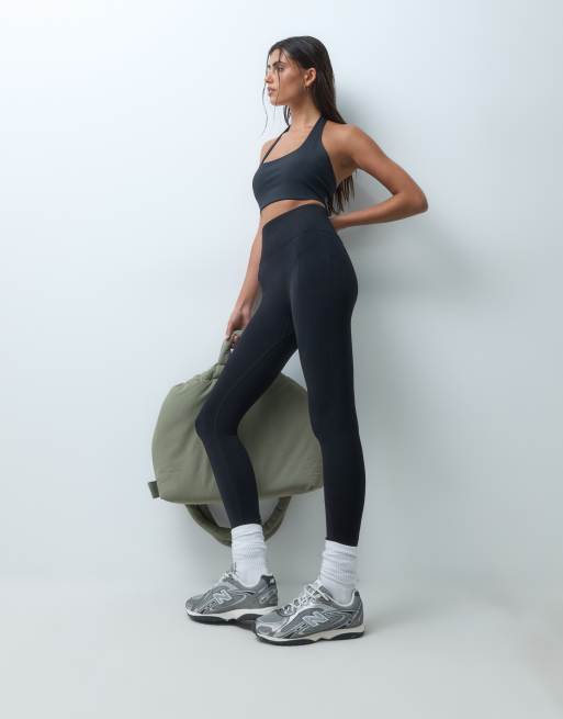 4505 bezszwowe modelujące legginsy z wysokim stanem na siłownię, czarne, 4 z 5