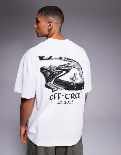 4505 – Biały szybkoschnący T-shirt oversize z grubej bawełny z nadrukiem na plecach - view 1