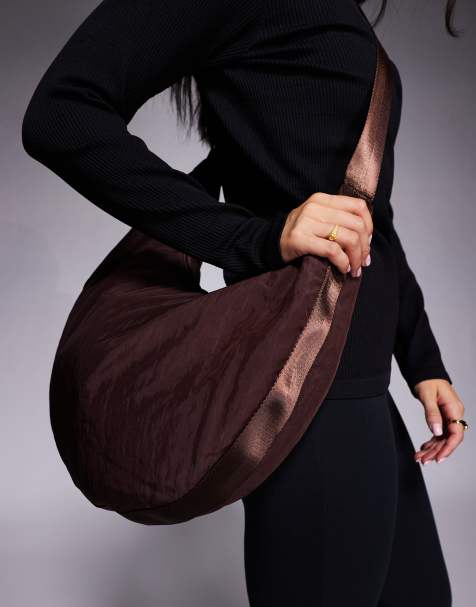 4505 - Borsa a tracolla marrone scuro con cinghia regolabile e tasca interna - view 1