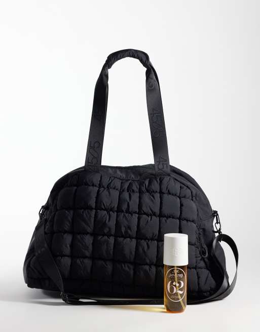 4505 borsa bowling trapuntata effetto puff con tasca esterna e scomparto per sneakers nera, 2 di 4