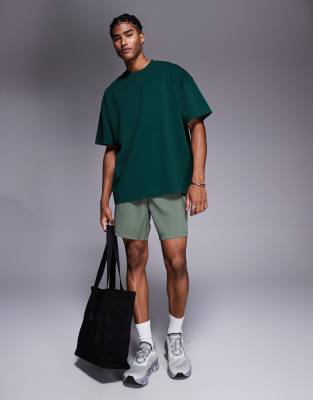 4505 Boxing back print oversized heavyweight cotton t-shirt with quick dry finish in pine green