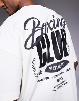 4505 Boxing Back Print Oversized Heavyweight Cotton T-shirt With Quick Dry Finish