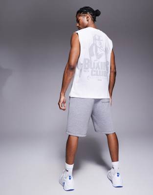4505 Boxing back print oversized heavyweight cotton tank with quick dry finish in white