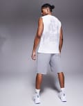[ASOS] 4505 Boxing back print oversized heavyweight cotton tank with quick dry finish in white S White
