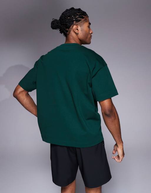 4505 boxy cropped heavyweight cotton training t-shirt with quick dry finish in pine green, 4 of 4