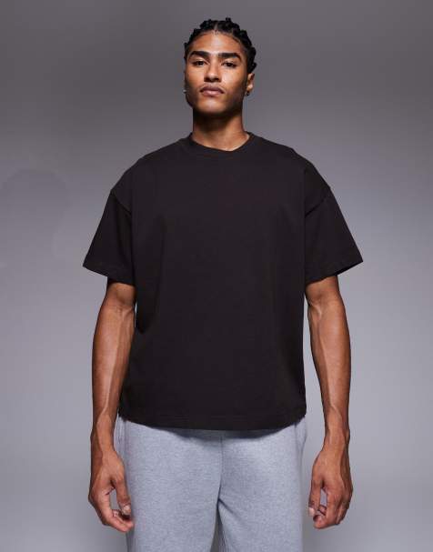 4505 boxy cropped heavyweight cotton training t-shirt with quick dry finish in washed brown - view 1