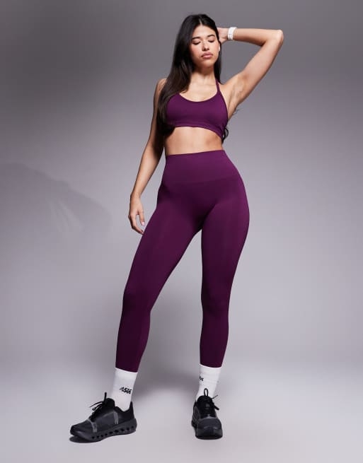 4505 - Brassière de sport dos nu sans coutures maintien léger - Prune, 4 de 4