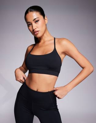 4505 - Brassière de sport effet sculptant maintien modéré avec bretelles réglables - Noir