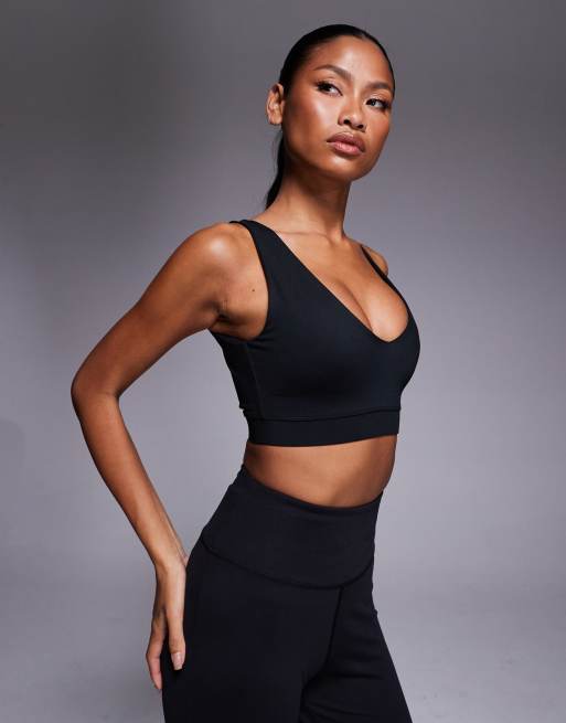 4505 - Brassière de sport maintien intermédiaire en tissu doux avec dos croisé - Noir, 3 de 4