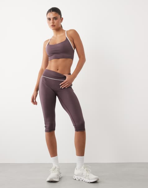 4505 - Brassière de sport maintien léger à liseré et rembourrage amovible - Marron taupe - view 1