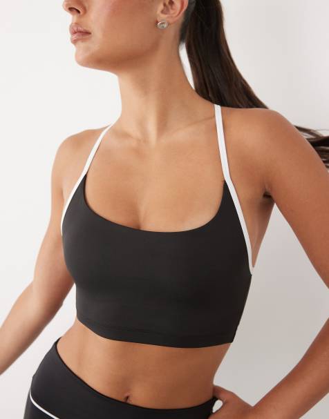 4505 - Brassière de sport maintien léger à liseré et rembourrage amovible - Noir - view 1