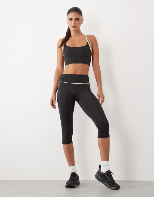 4505 - Brassière de sport maintien léger à liseré et rembourrage amovible - Noir, 3 de 4