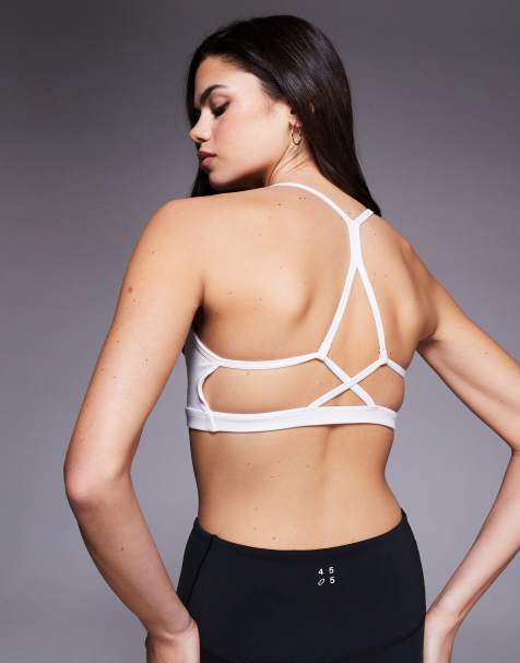 4505 - Brassière de sport maintien léger en tissu doux avec rembourrage amovible et dos ouvert - Blanc - view 1
