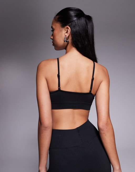 4505 - Brassière de sport maintien léger sans coutures effet croisé à l'avant - Noir , 2 de 4