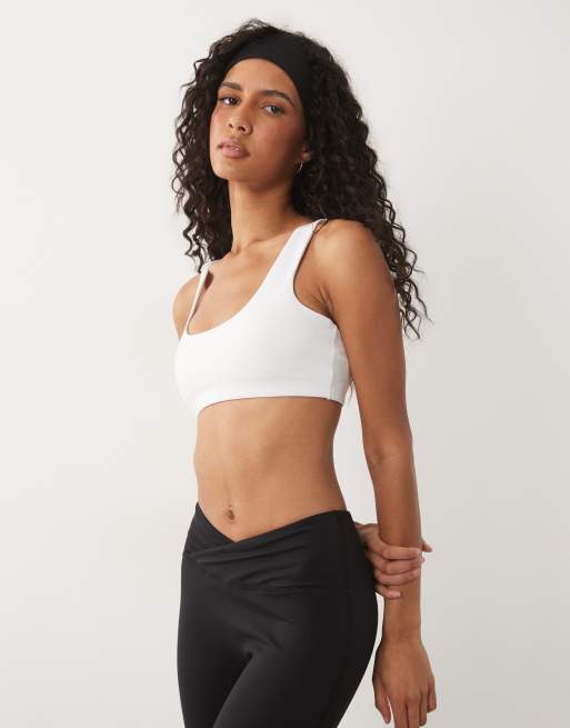 4505 - Brassière de sport maintien moyen à dos nageur et encolure dégagée - Blanc, 4 de 4